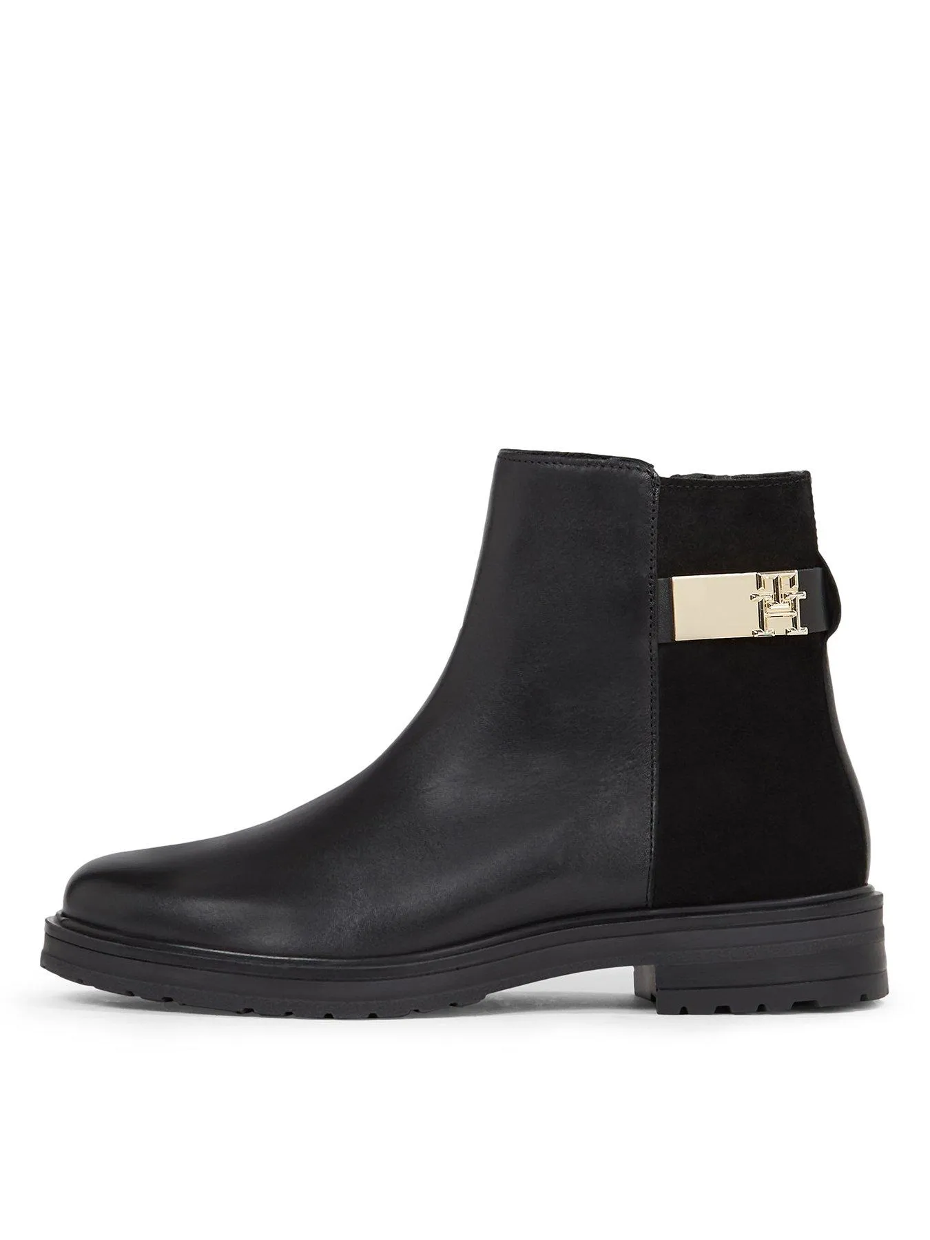 Tommy Hilfiger Logo Buckle Leather Chelsea Boot - Black