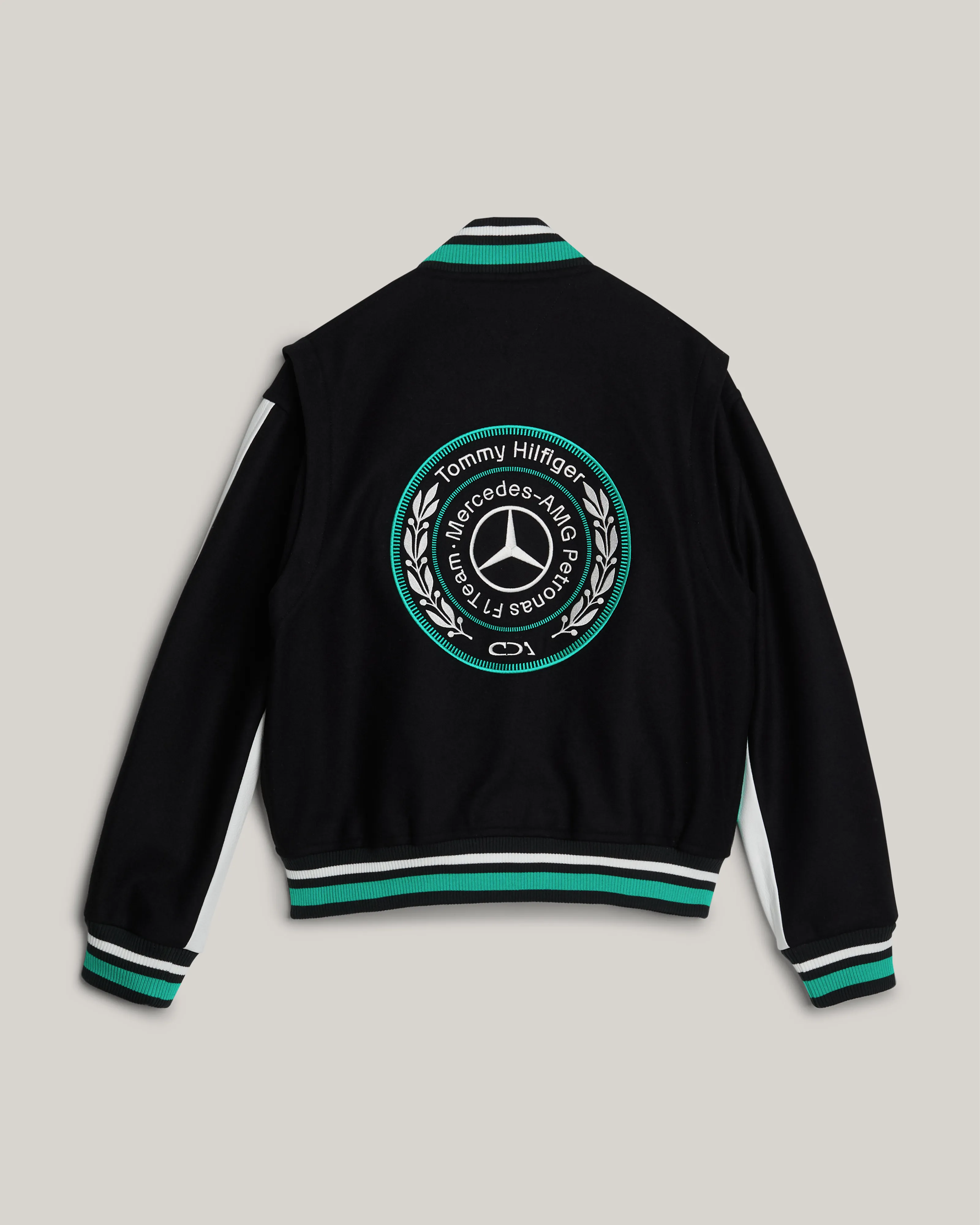 Tommy x Mercedes-AMG F1 x Clarence Ruth Varsity Jacket Black