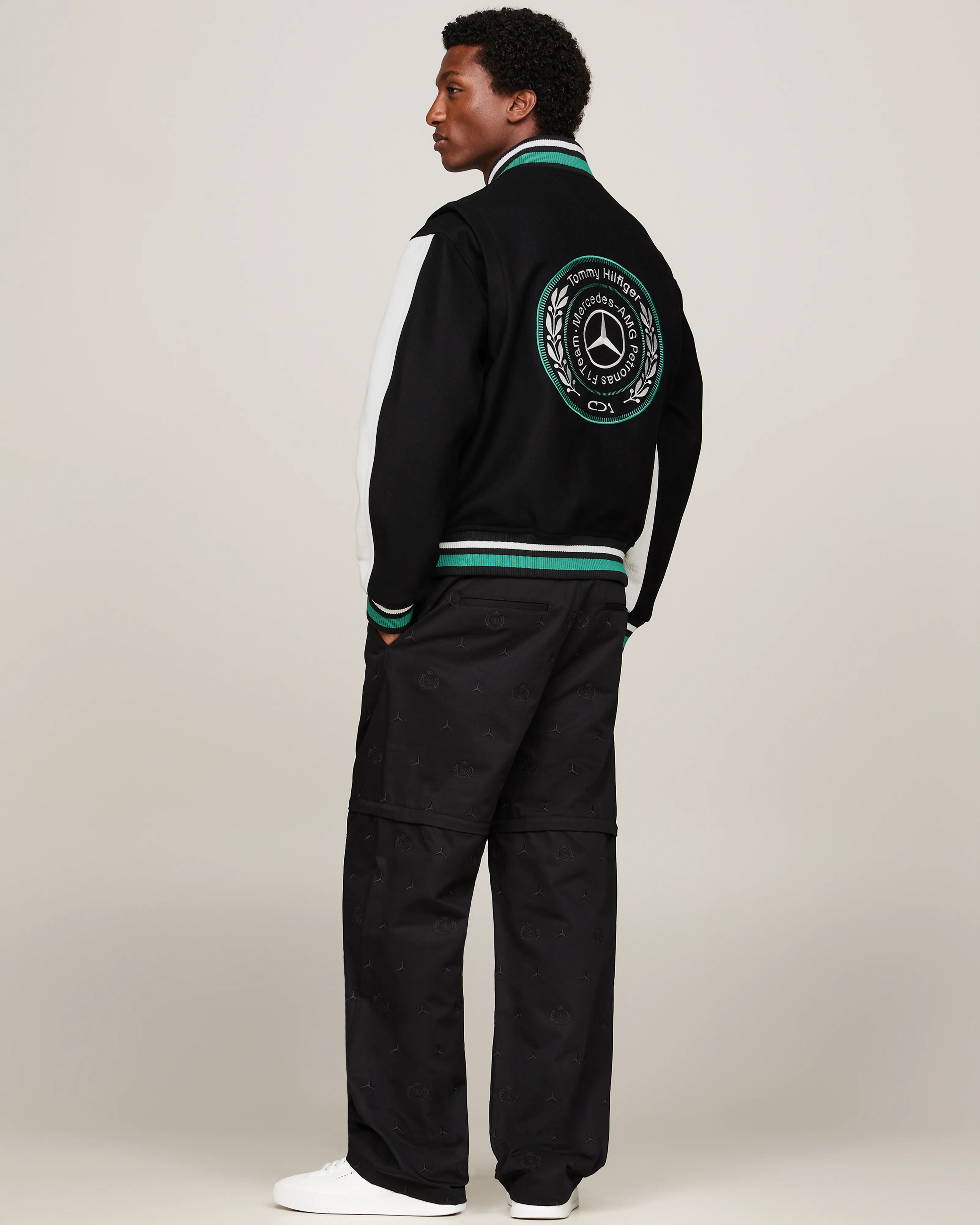 Tommy x Mercedes-AMG F1 x Clarence Ruth Varsity Jacket Black