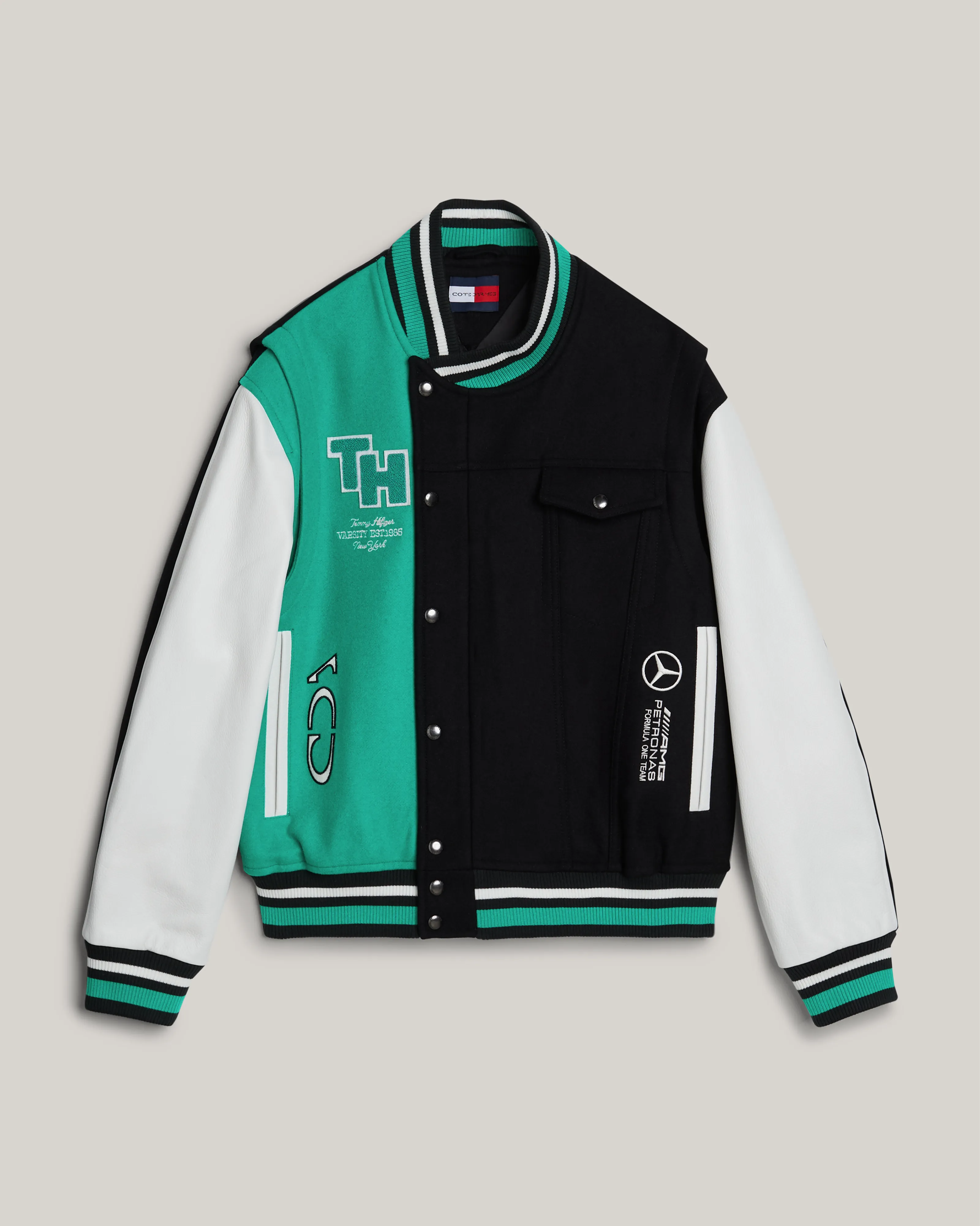 Tommy x Mercedes-AMG F1 x Clarence Ruth Varsity Jacket Black