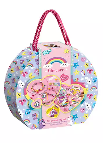 Totum Unicorn 2 In 1 Creativity Suitcase - Diamond Painting And Jewellery