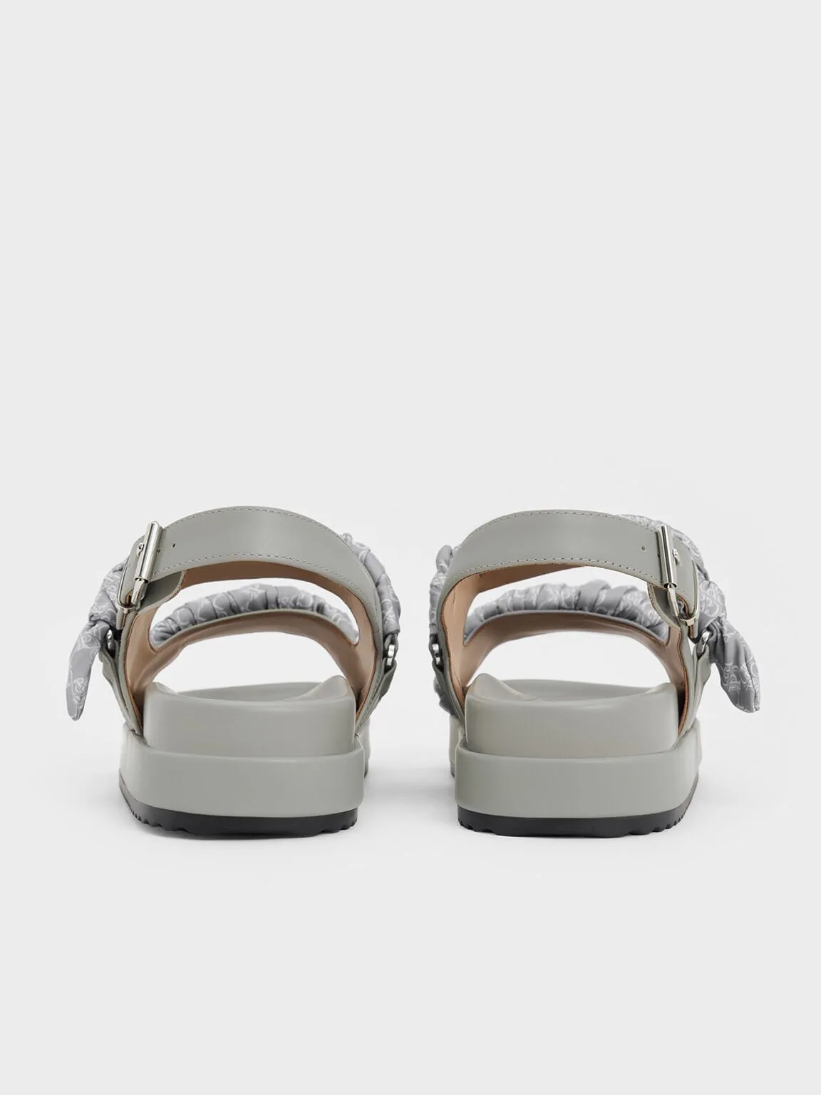 Tully Leather Ruched-Strap Sandals - Grey