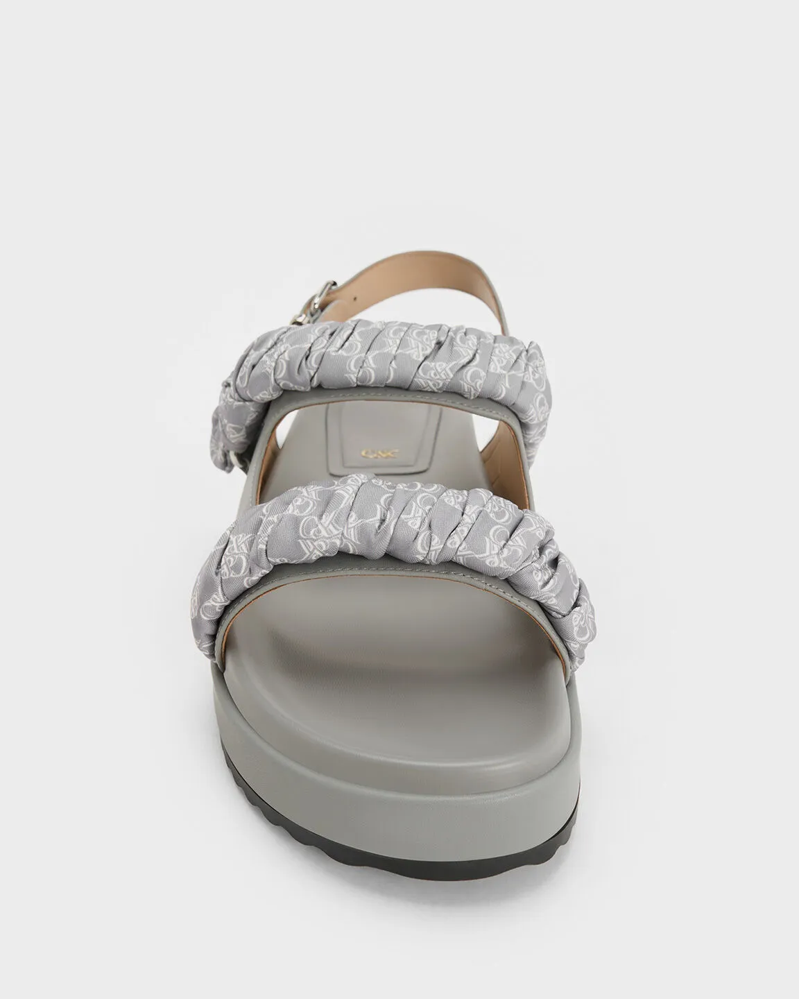 Tully Leather Ruched-Strap Sandals - Grey