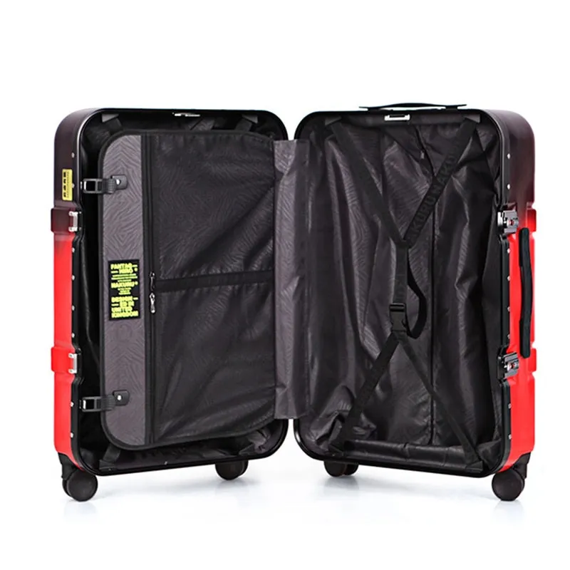 Unisex 20 24 29 Inch Aluminum Frame Rolling Luggage Trolley Suitcase