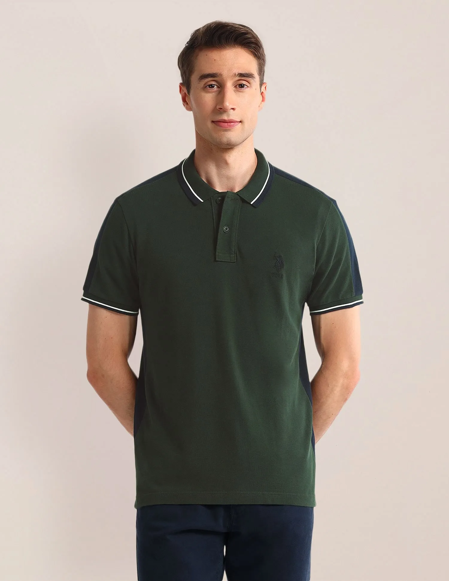 U.S. Polo Assn. Colour Blocked Slim Fit Polo Shirt