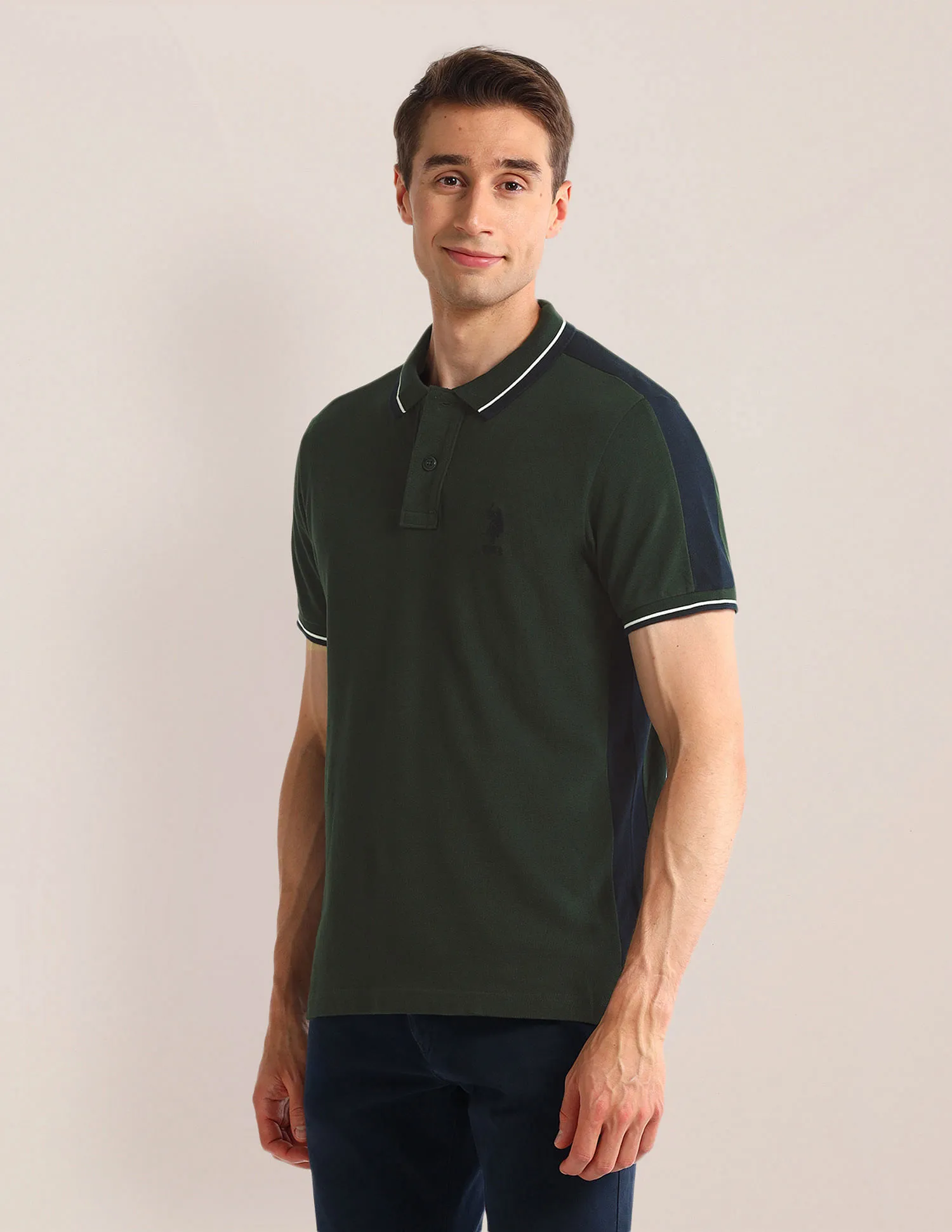 U.S. Polo Assn. Colour Blocked Slim Fit Polo Shirt