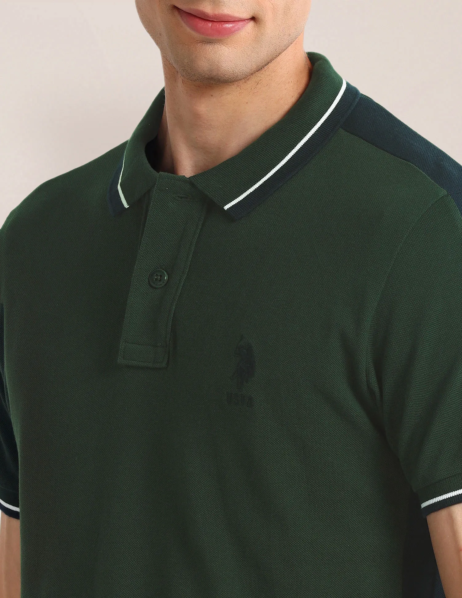 U.S. Polo Assn. Colour Blocked Slim Fit Polo Shirt