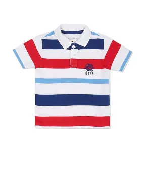 U.S. Polo Assn. Kids Boys White Cotton Striped Polo Shirt