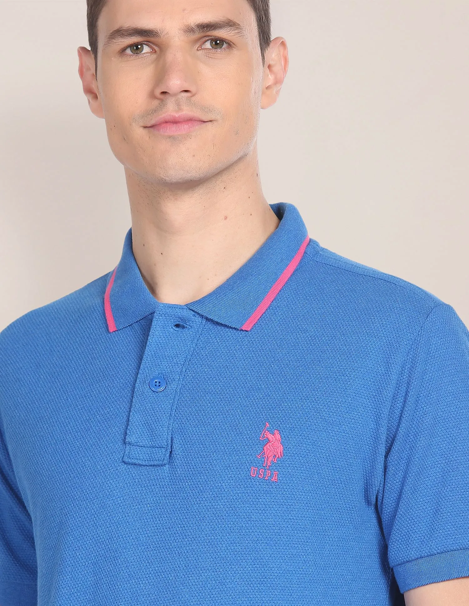 U.S. Polo Assn. Patterned Knit Cotton Polo Shirt