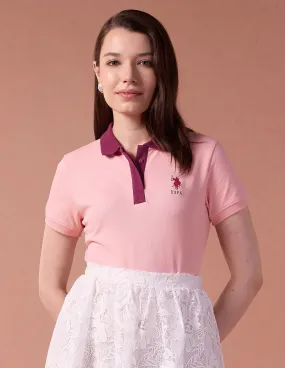 U.S. Polo Assn. Women Contrast Placket Regular Fit Polo Shirt