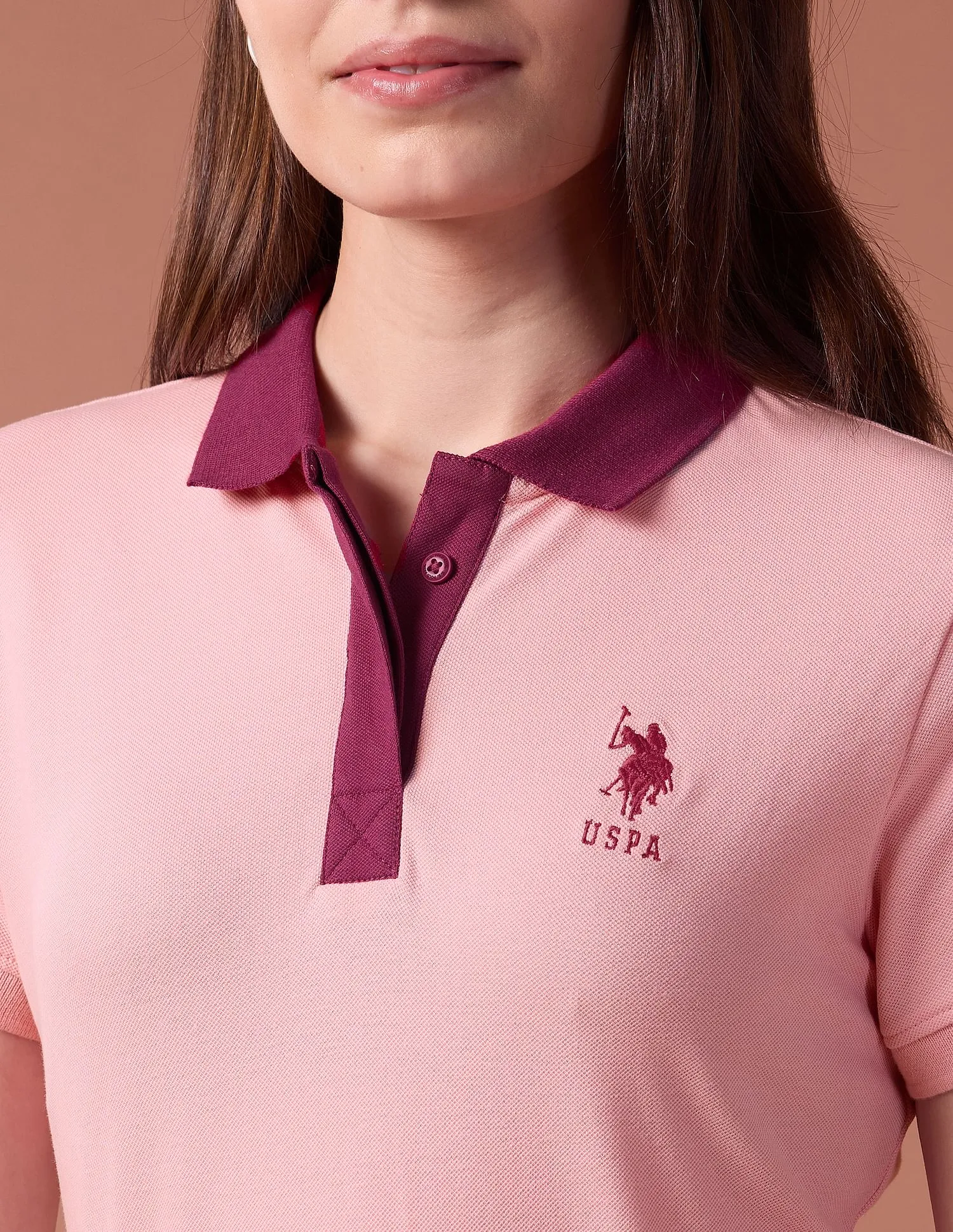 U.S. Polo Assn. Women Contrast Placket Regular Fit Polo Shirt