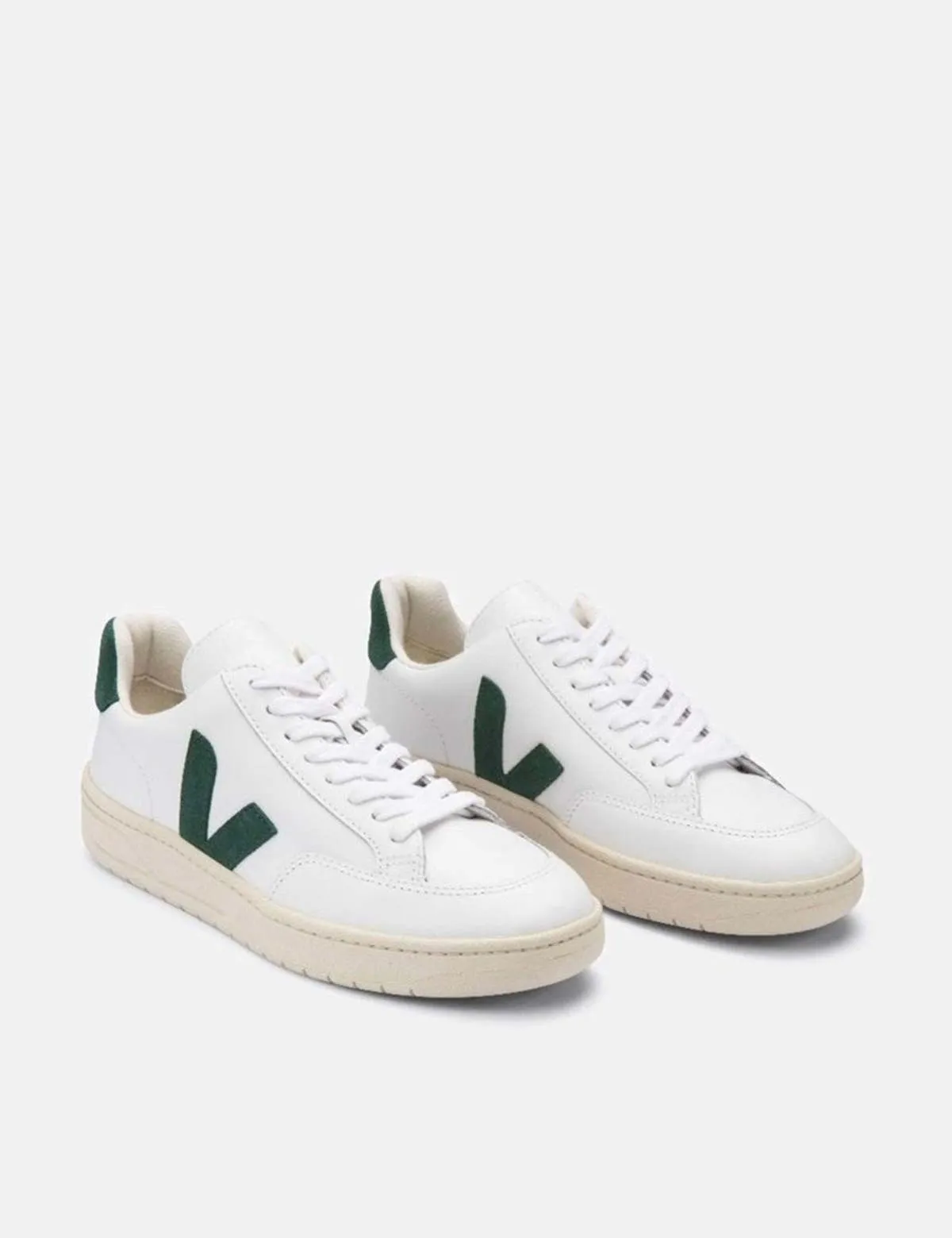 V-12 Leather Trainers - Extra White/Cypress