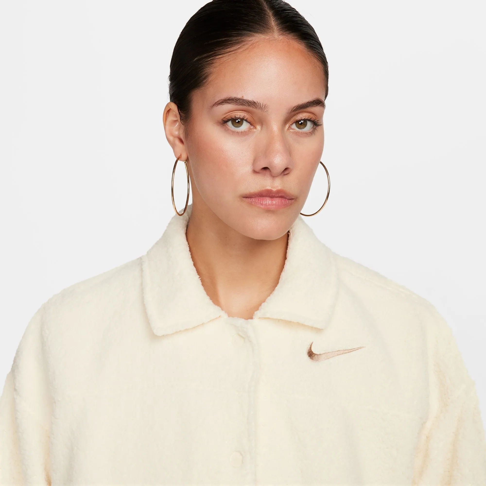 Womens Nike Collared Sherpa Jacket 'Coconut Milk'