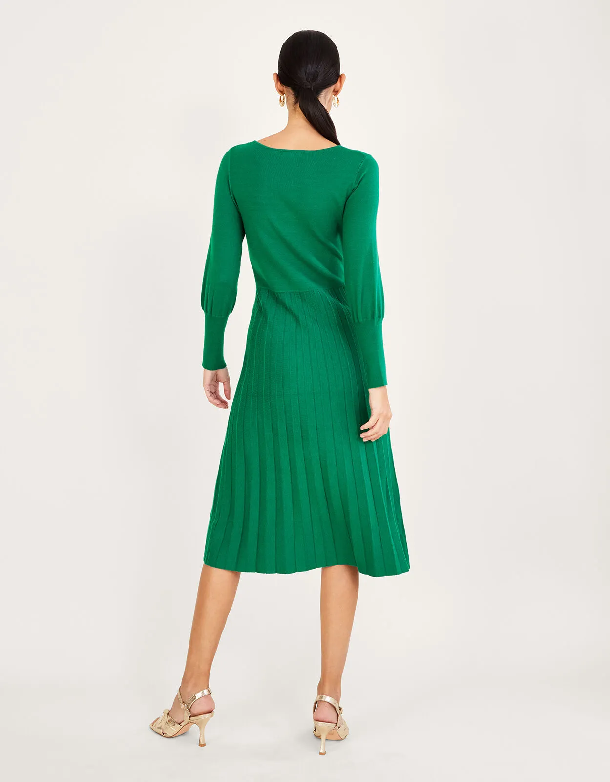 Wrap Pleated Skirt Dress with Sustainable Viscose Green