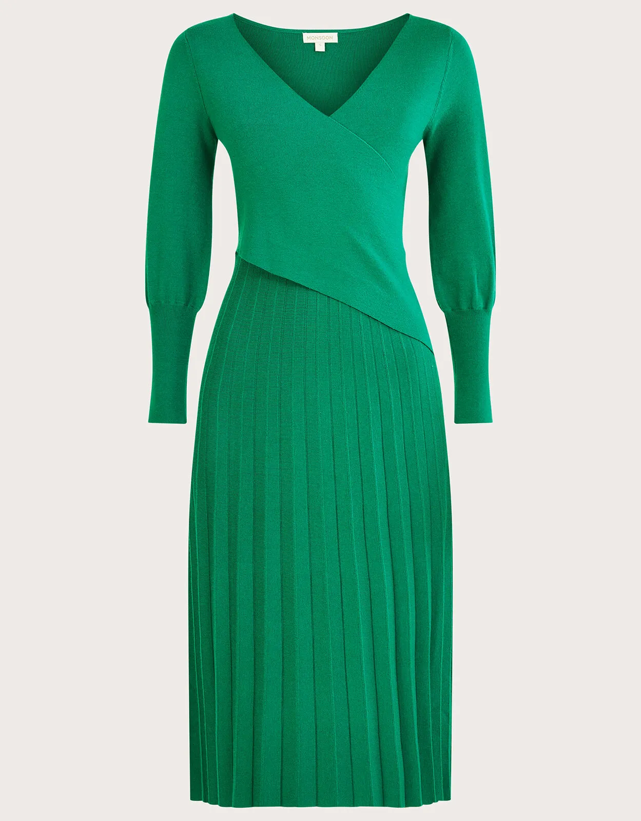 Wrap Pleated Skirt Dress with Sustainable Viscose Green